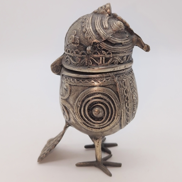 Dhokra Owl Intricate Metal Bird Sculpture Box Vintage India - Picture 4 of 9